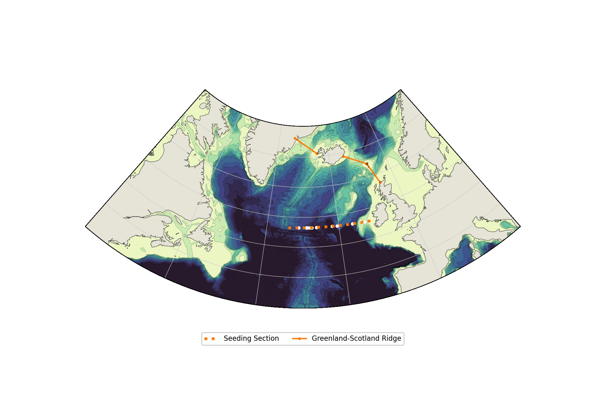 Animated Lagrangian particle trajectories within the Subpolar Gyre
